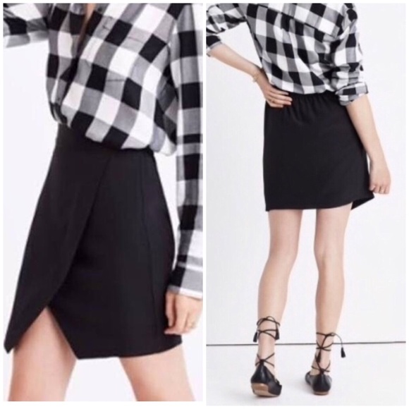 Madewell Parkway Skirt XS Silk Black Mini elastic wrap casual - Picture 1 of 10
